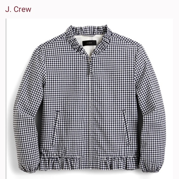 J. Crew Jackets & Blazers - COPY - J.Crew Ruffle Neck Gingham Bomber Jacket